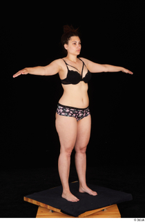  Leticia black bra floral panties lingerie standing t poses underwear 0008.jpg